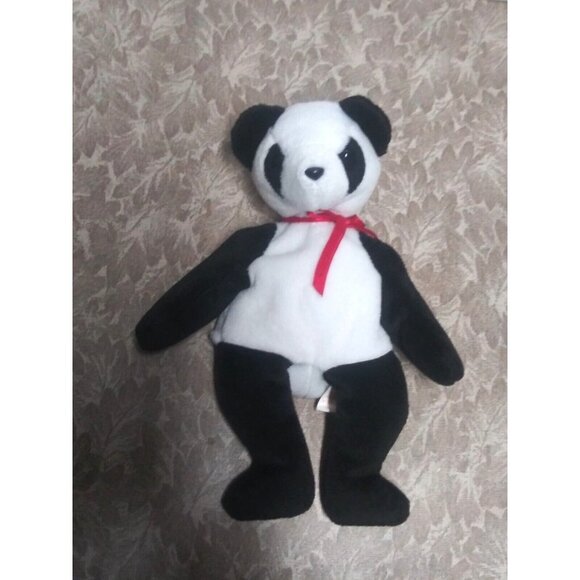 Retired Rare Fortune Beanie Baby (Tag Error!) the Panda bear white black plush - Picture 2 of 7